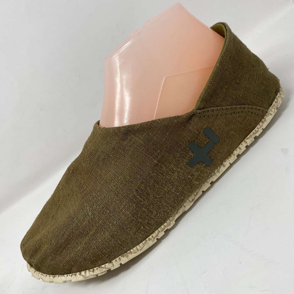 OTZShoes 300GMS Women 10 Men 7 Slip On Shoes Olive Green Linen Cork Lite Comfort